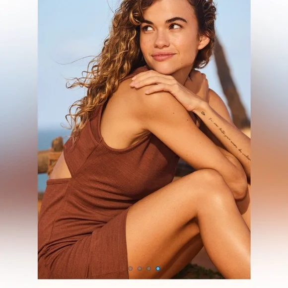 Roxy Good Keepsake XS Mini Dress Brown Cutout Cross Back Coastal Cowgirl Boho Y - Picture 4 of 12